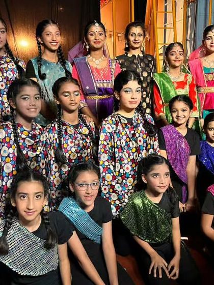 Our junior students backstage, ready for their Kathak and Contemporary dance performance at the Chinna Kalanadam festival.