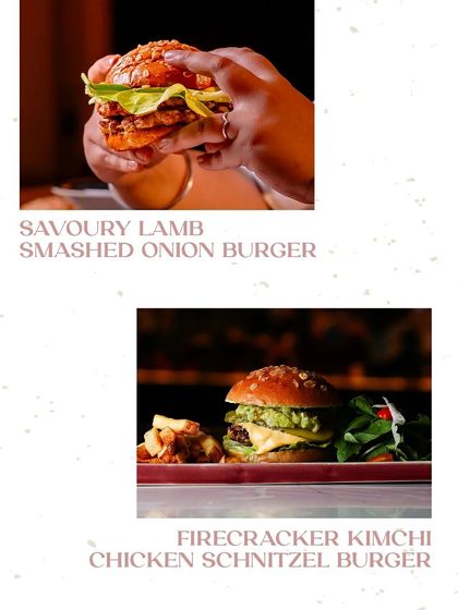 Explore more of our burger menu with the Savoury Lamb Smashed Onion Burger and the Firecracker Kimchi Chicken Schnitzel Burger.