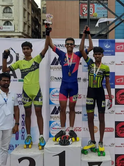 The result of dedicated training. Here I am with my student after he won gold in the 1000m at the 6th National Ranking Championship. This is what we work for.