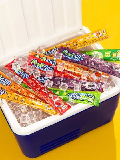To capture the fun, refreshing vibe of these fruit pops, we filled an entire ice cooler and shot it against a vibrant yellow background. This image is all about summer energy and is designed to be eye catching on social media feeds and e-commerce sites.