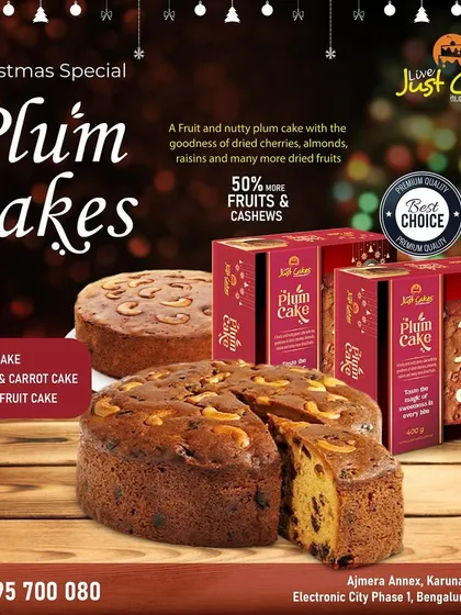 Our signature Christmas plum cake is a holiday must-have. It's a traditional recipe loaded with 50% more dried fruits and cashews for an exceptionally rich flavor.