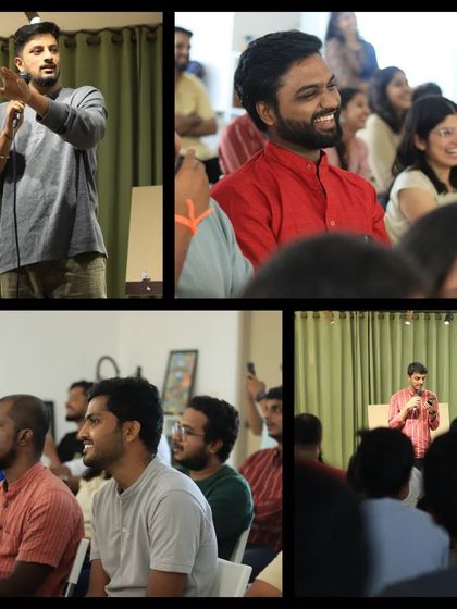 A storyteller captivates the audience during the anniversary show.