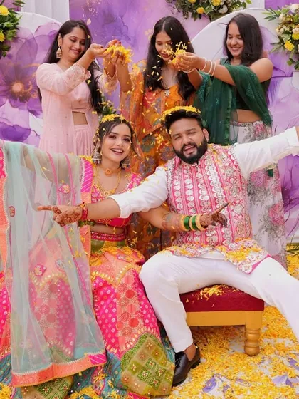 The bride's squad showering her with love and petals. We set up the perfect photo-ops so you can capture these fun moments with your friends.