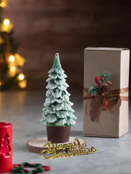 This version of the tree candle has a beautiful frosted look, like it's been dusted with snow.