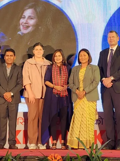 On stage at the 'Skill Hero' award ceremony. Being recognized for my work in the arts and culture sector was a proud moment and reinforces my message that it's never too late to follow your passion.