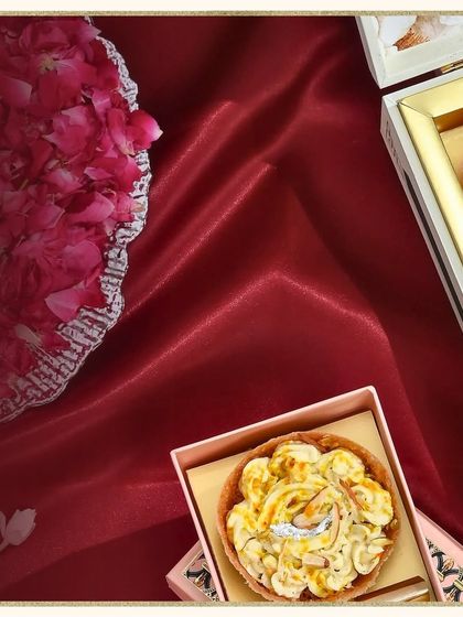 A box of my assorted mini ghewars, showcasing the variety of flavours I offer for the Teej festival.