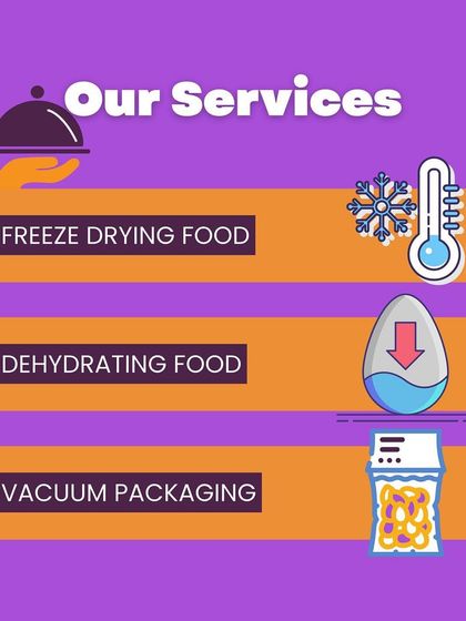 I offer three main services to help you with your food needs. This includes freeze-drying for long-term preservation, dehydrating for certain items, and vacuum packaging to keep your Indian breads fresh for your journey.