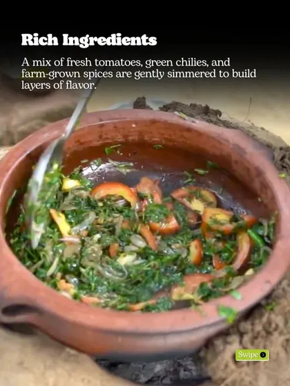We use a mix of rich, farm-grown ingredients to build our flavors. Fresh tomatoes, green chilies, and aromatic spices are gently simmered together, creating a base that is both wholesome and deeply flavorful.