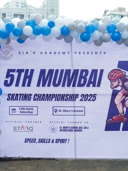 Official, organized, and full of energy. The banner for our 5th Mumbai Skating Championship 2025 at St. Mary's School sets the stage for a day of speed, skills, and spirit.