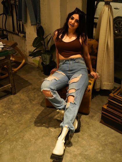 A smiling, confident pose in my casual streetwear look.