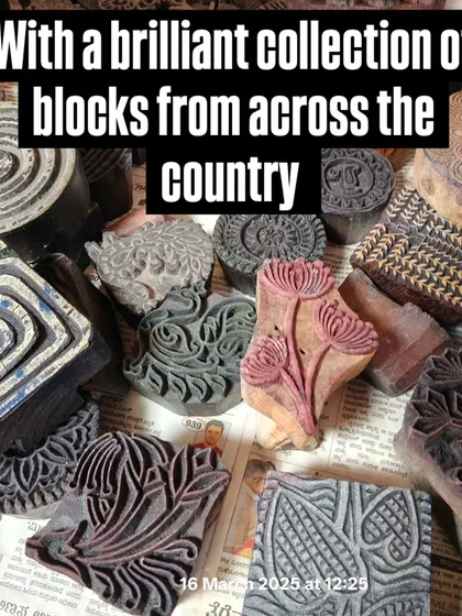 A brilliant collection of wooden blocks from across the country, used for hand-block printing at the Ambara Chittara workshop.