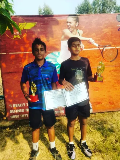 My player Aryaman Ghochwal and his opponent after the Under-14 Singles final in Rohtak, where Aryaman was the Runner-Up.