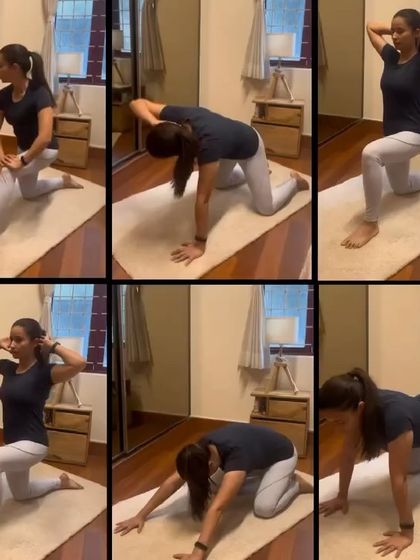 This collage shows my go-to mobility routine. Just a few minutes a day doing these stretches can transform how you feel and move.