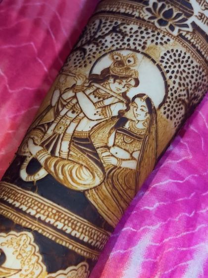 Another angle of the beautiful Radha Krishna portrait, showing the fine details and craftsmanship.