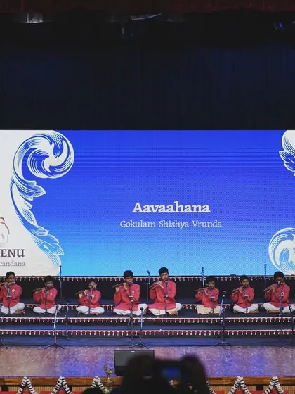 This moment is so precious. It shows the students of my Appa, Vidwan H S Venugopal, performing at a celebration of his 50-year musical journey. This is our Guru Parampara, the teacher-student tradition that I come from and continue to share in my own teaching.