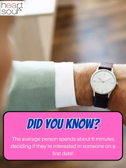 First impressions happen fast. The average person decides if they're interested in someone within the first six minutes of a date. This highlights the importance of showing up as your authentic and engaged self right from the start.