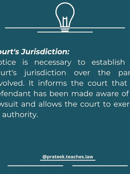 A notice is necessary to establish the court's jurisdiction. It officially informs the court that the defendant has been made aware of the lawsuit.