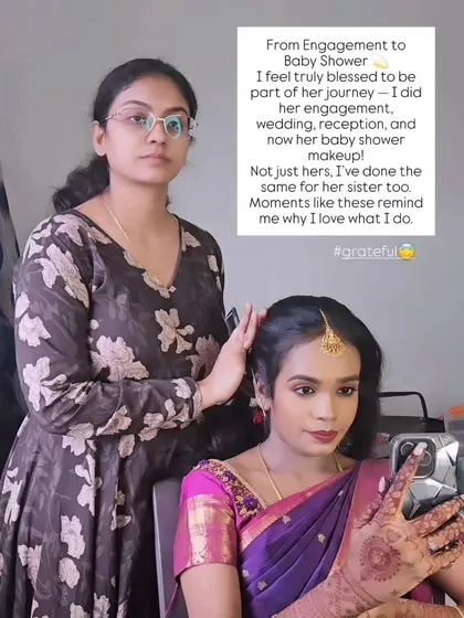 This picture captures the heart of my work. Being with my clients through their journey from engagement to baby shower is a blessing. This is more than just makeup for me; it's about building a relationship based on trust.