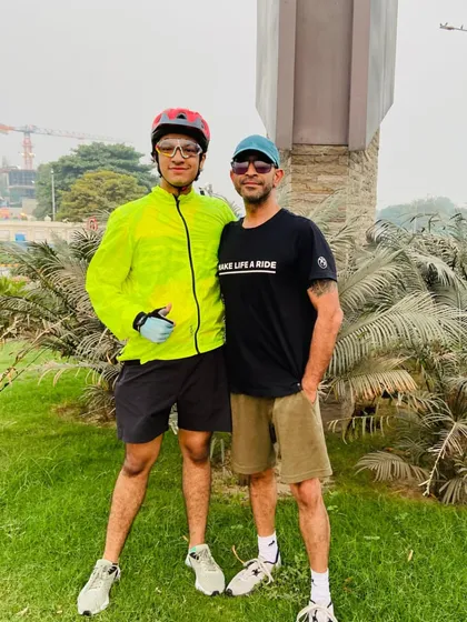 Uncle and nephew together. Family that rides together, stays together.