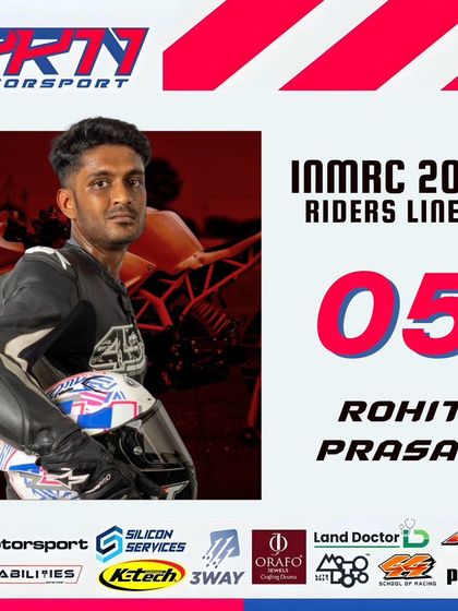 The official rider lineup graphic for Rohit Prasad for the INMRC 2024 season in the Stock 301-400cc category.