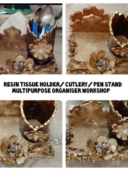 This multipurpose resin tissue holder and cutlery stand is one of the projects you can learn in my upcoming workshops. It's a functional and beautiful piece for any home.