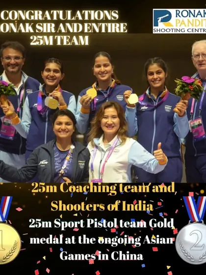 A moment of immense pride as our 25m Sport Pistol women's team wins Gold at the Asian Games in China. This victory is a testament to the collective strength, focus, and coordinated effort of our athletes and the entire coaching team. We build not just individual champions, but winning teams.