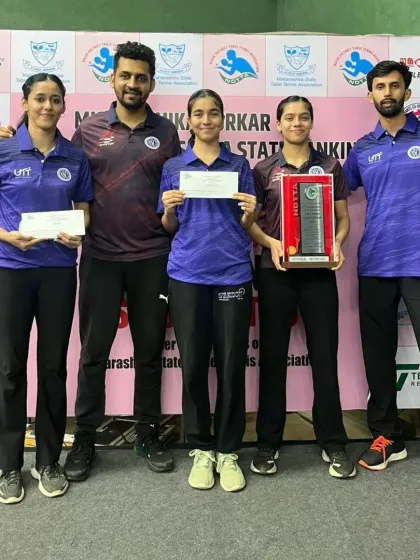 A fantastic group photo celebrating multiple wins at the 4th State Ranking Tournament in Nasik. It's always a proud moment to stand with our champions like Naisha, Ananya, and Senhora after their stellar performances.
