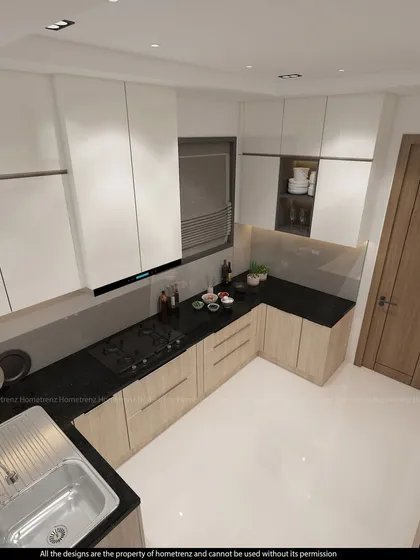 A look at the sink and cooking area, showcasing the clean lines and functional design of this modular kitchen.