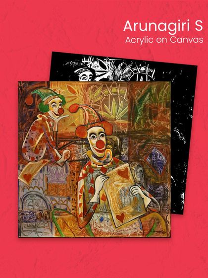 The whimsical and layered compositions of Arunagiri S, featured in our 'New Exhibits' section, bring a unique voice to the contemporary Tamil Nadu art scene.