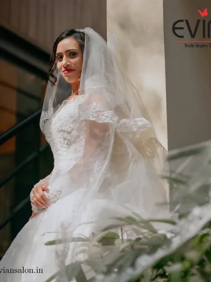 A closer look at our beautiful bride. We went for an elegant and radiant bridal makeup look that enhances her natural features, complementing her classic white wedding gown.