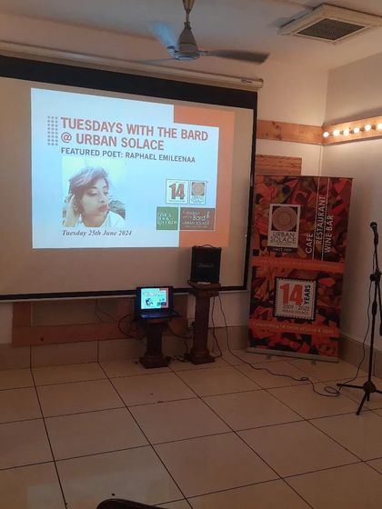 The stage is set and ready for the magic to manifest. A shot of our setup before a 'Tuesdays with the Bard' event.