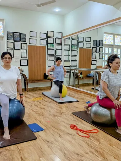 A fun workout on the ball. This exercise challenges balance and strengthens the legs and glutes.