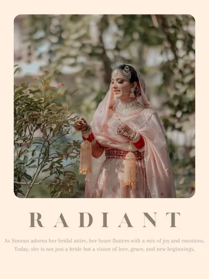A radiant outdoor portrait of Simran, her soft smile and the natural light creating a serene and beautiful image.
