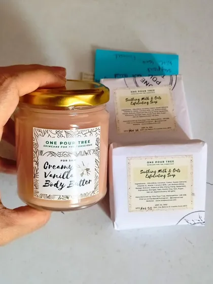 From my creamy Vanilla Body Butter to my gentle Soothing Milk & Oats soap, every product is made with simple, honest ingredients. I believe in skincare that nourishes, without any complicated chemicals or mass-produced formulas.