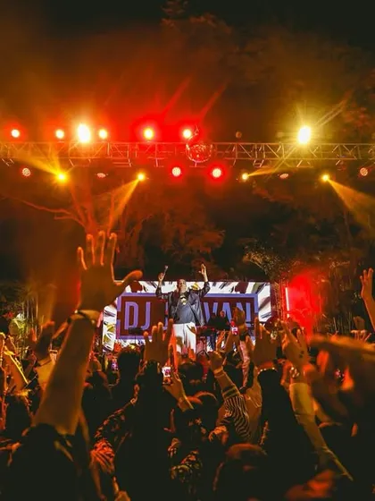 The view from my console at The Lalit Ashok Bangalore for a massive New Year's Eve celebration. I thrive on connecting with a large audience, keeping the energy high and the dance floor full all night long.