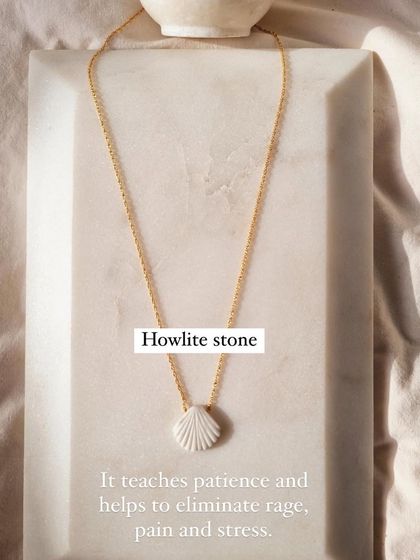 My Howlite Shell Pendant is designed to teach patience and help eliminate rage, pain, and stress. It's a beautiful piece with a deeply calming purpose.