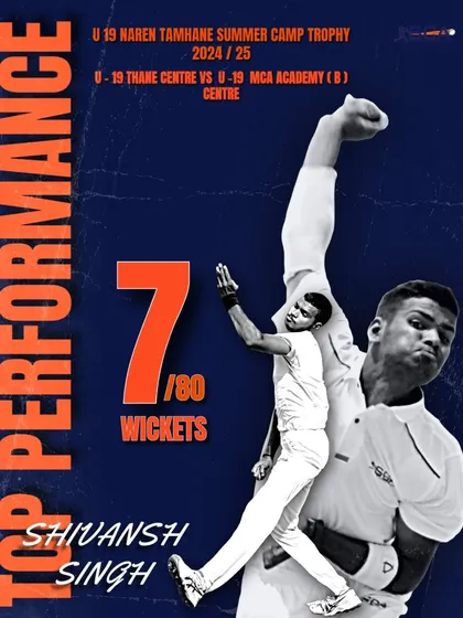 Top performance from Shivansh Singh, who ripped through the opposition with a 7-wicket haul in the U-19 Naren Tamhane Summer Camp Trophy.