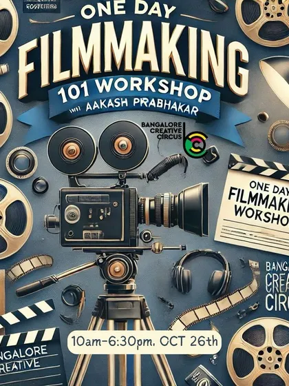 A visually rich poster for our one-day Filmmaking 101 workshop. It's designed for beginners and covers all key stages of filmmaking, with hands-on exercises using any camera you bring.