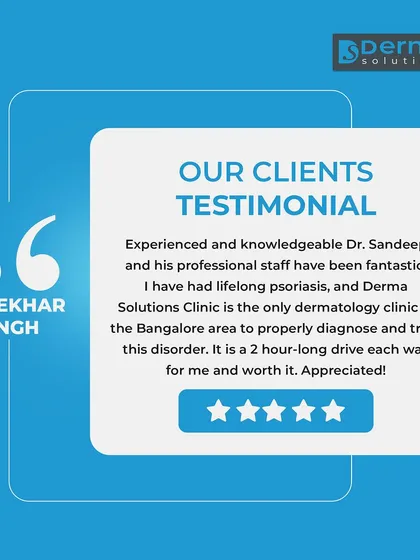 I am committed to helping patients manage lifelong conditions. This feedback from a patient who travels two hours for their psoriasis treatment highlights the specialized, diagnostic-led care we provide, which can be difficult to find elsewhere.