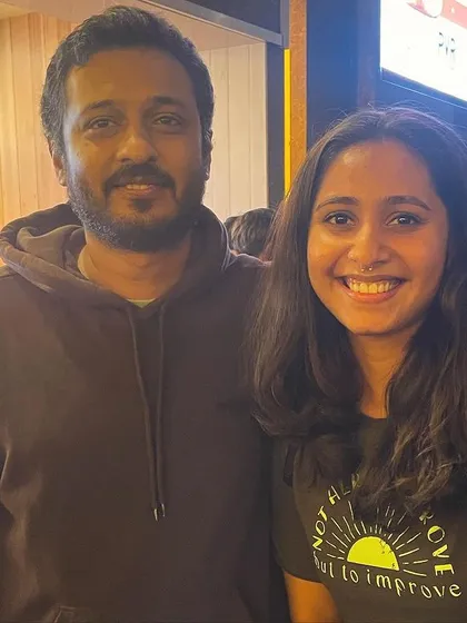 With the magical composer Charan Raj sir. I am so thankful he believed in me to sing his compositions for this film.