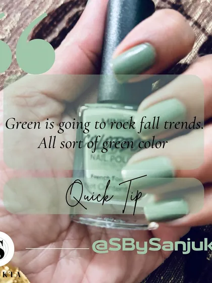 A quick color trend prediction. For Fall 2024, I'm seeing all shades of green taking center stage. Adding a pop of green, even just on your nails, is an easy way to stay current.