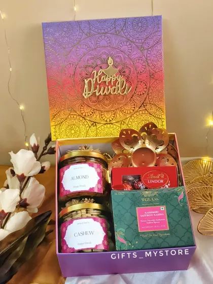 A full view of my premium, colorful Diwali hamper, perfect for making a lasting impression.