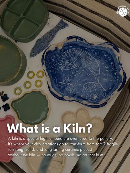 What is a kiln? It's a special high-temperature oven where your clay creations are transformed from soft and fragile to strong and long-lasting.