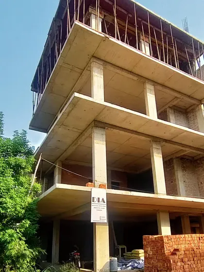 The concrete superstructure of an upcoming residential project, with the DIA site board proudly displayed. This image marks a significant milestone in the construction process, where the building's form and scale become clearly visible.
