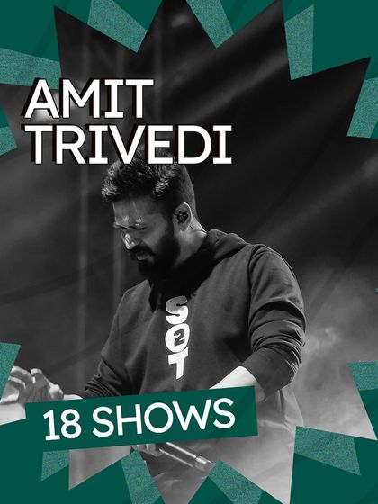 A season wrap-up graphic celebrating 18 shows with the incredible Amit Trivedi.