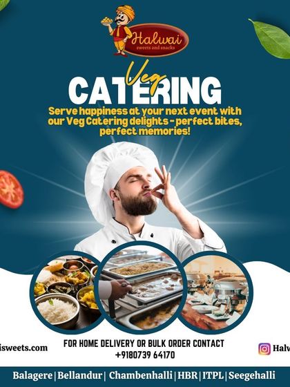 We serve happiness at your next event with our vegetarian catering delights. This image shows our commitment to perfect bites and creating perfect memories, from thalis to buffet setups.