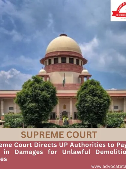 The Supreme Court ordered the Prayagraj Development Authority to pay ₹60 Lakh in damages for the unlawful demolition of houses, reinforcing the right to shelter. We stand firm in holding authorities accountable and fighting for just compensation when our clients' property rights are violated through illegal actions.
