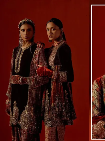A creative diptych-style image for the Debyani & Co campaign, showcasing multiple angles and looks.