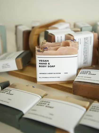 All my soaps are wrapped in paper belly bands, not plastic.