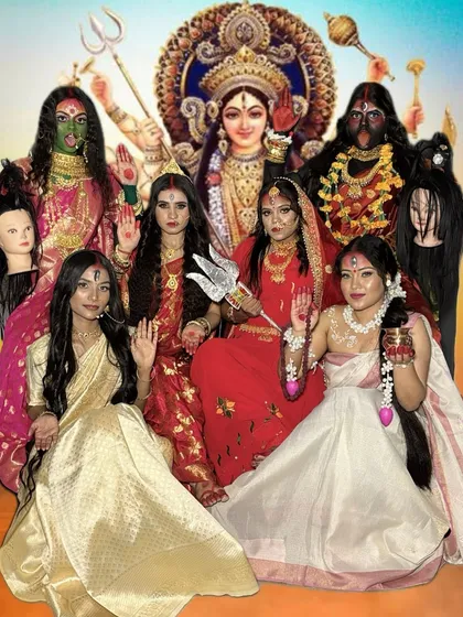 Another version of the Navratri goddesses composite image, celebrating the divine feminine through the art of makeup.